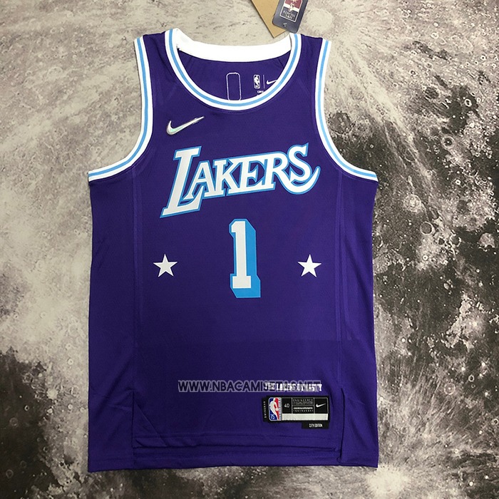 Camiseta Los Angeles Lakers D'Angelo Russell NO 1 Ciudad 2021-22 Violeta